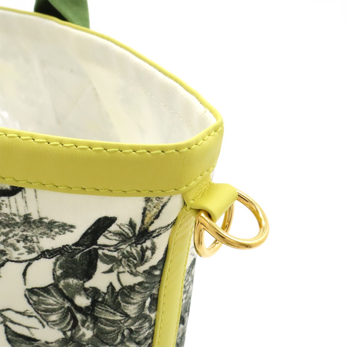 Hermes Cabas Petit Ash Tote Shoulder Bag Leopard Canvas White Green Yellow