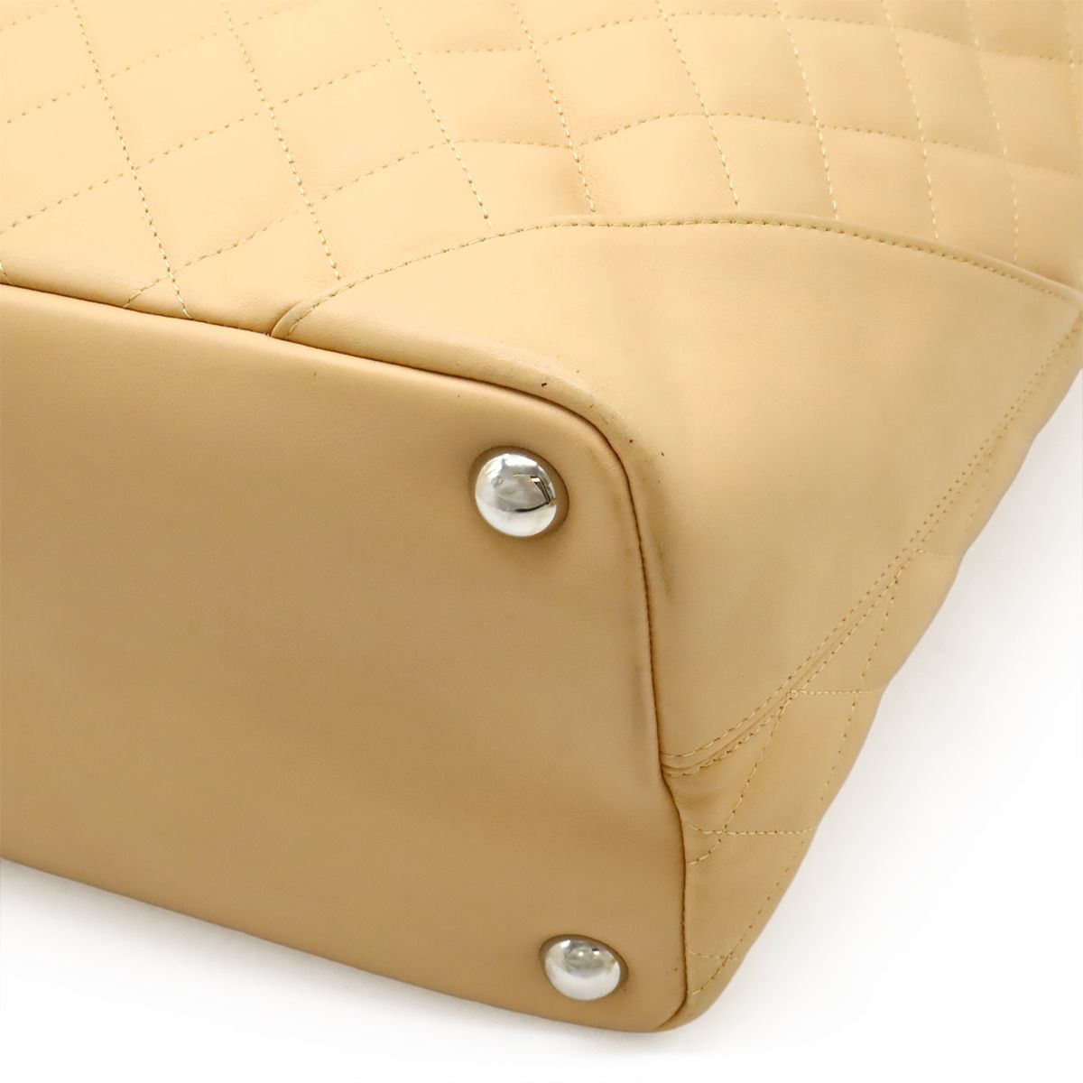 Chanel Cambon Line CC Logo Large Tote Shoulder Bag Soft Calf Enamel Beige Yellow