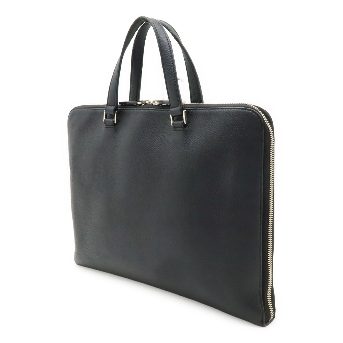 Dior Homme Logo Business Briefcase Leather Black Silver