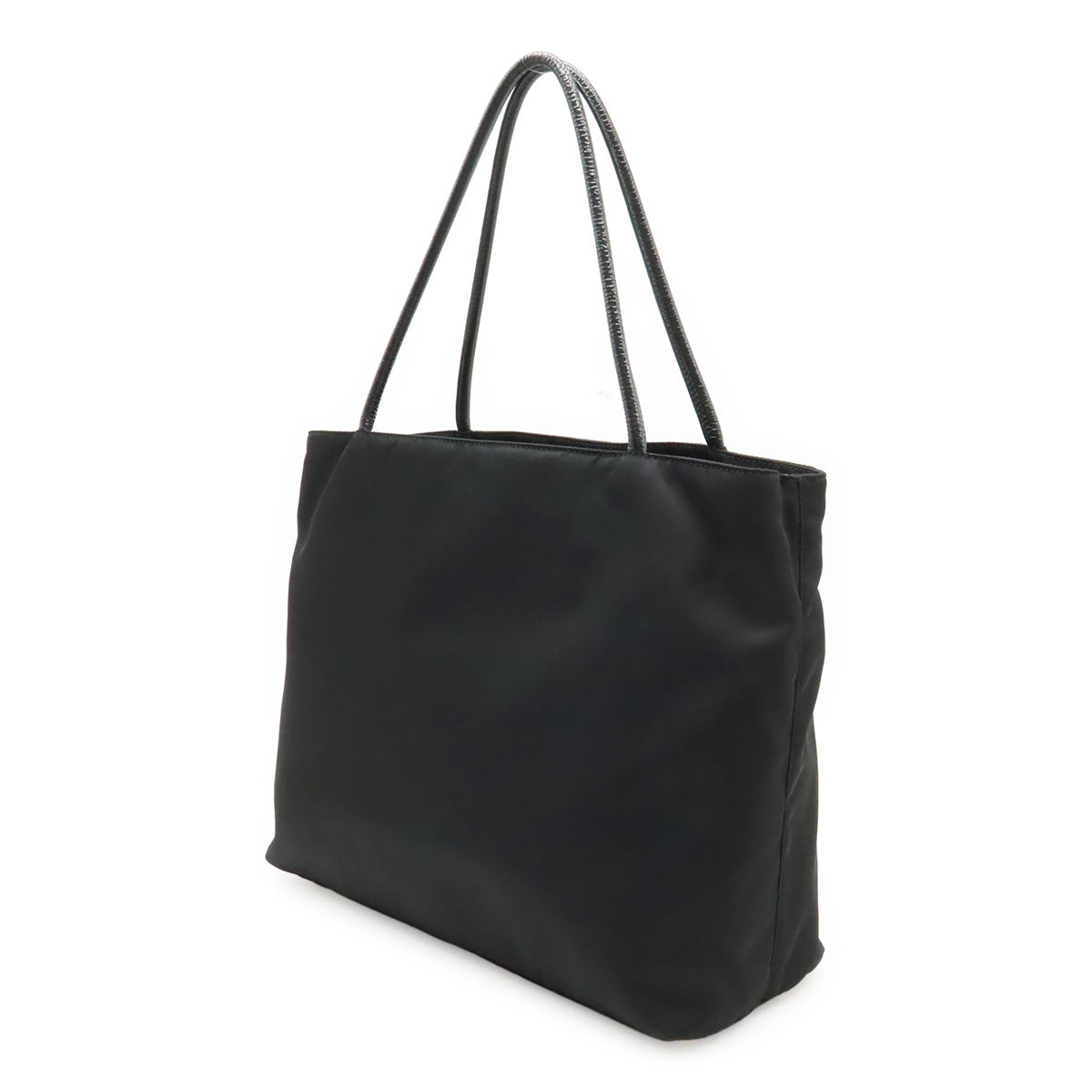 Prada Triangle Logo Tote Shoulder Bag Nylon Patent Nero Black Gold