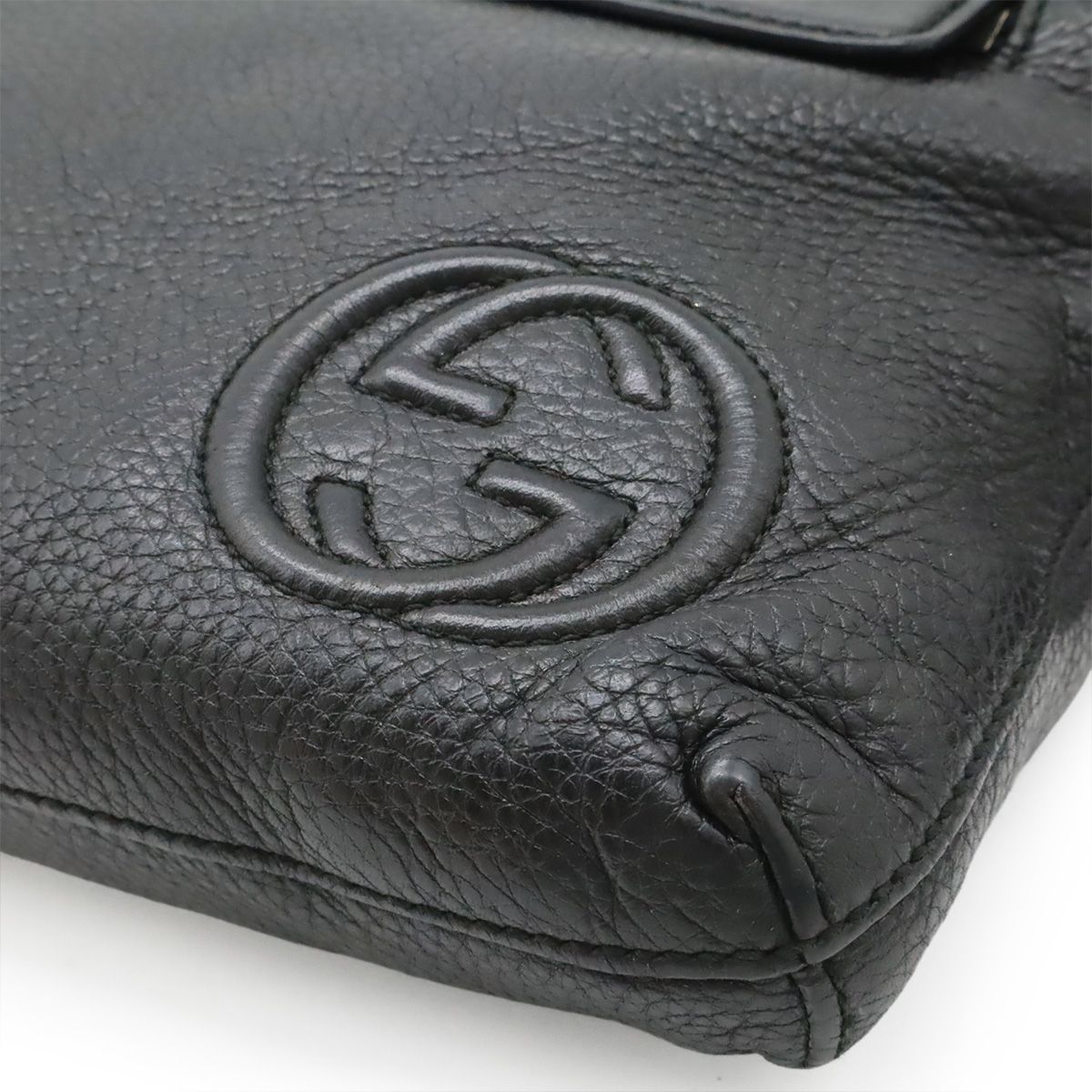 Gucci Soho Interlocking Logo Belt Bag Leather Black Silver