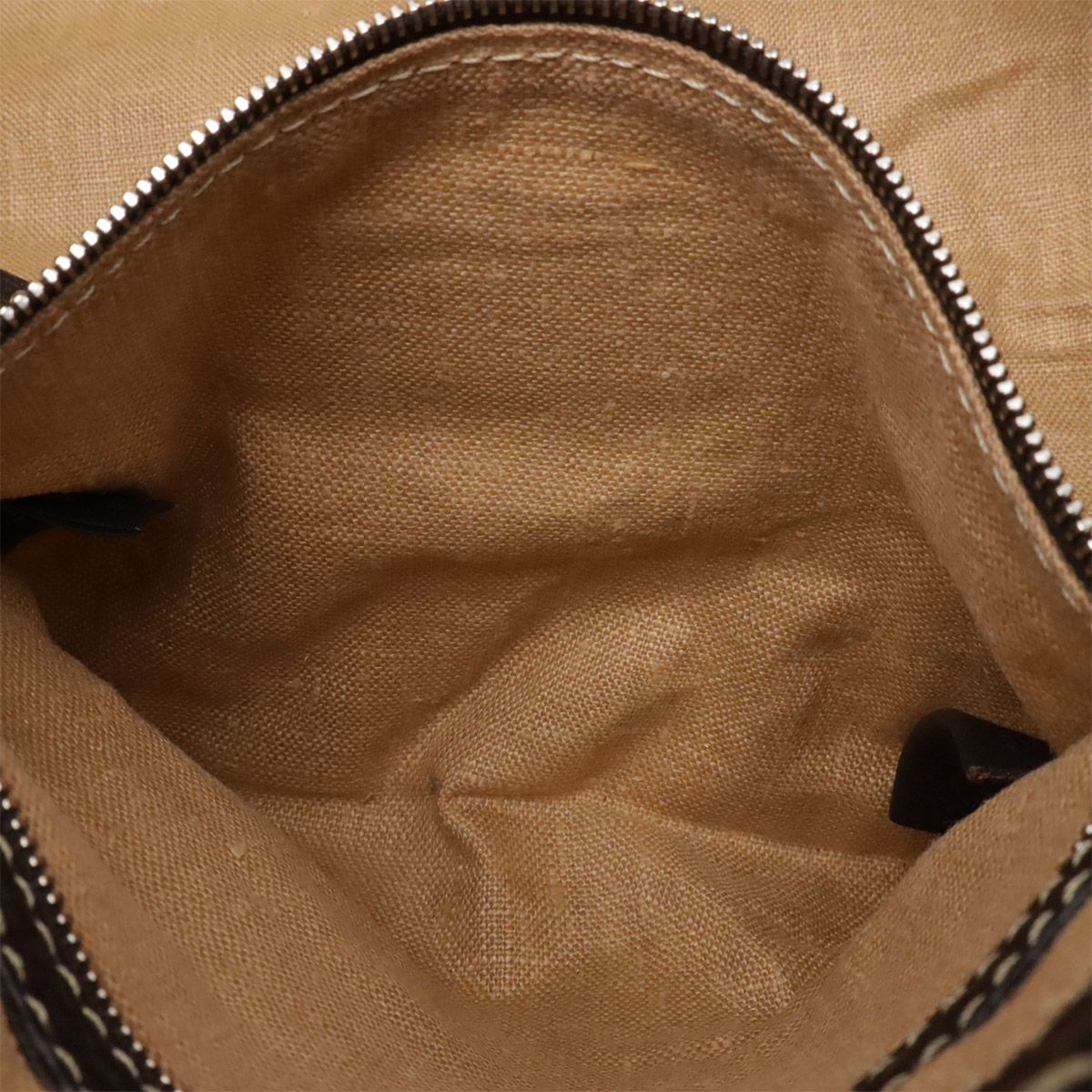 Fendi Selleria Villa Borghese Handbag Leather Dark Brown Silver