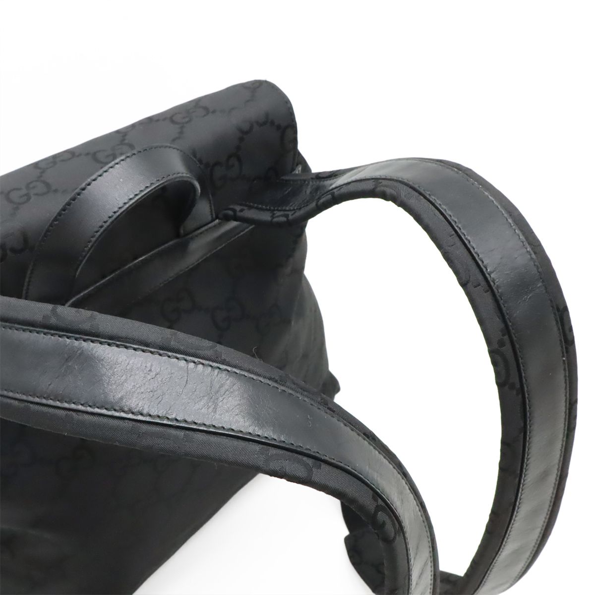 Gucci GG Nylon Backpack Leather Black Silver