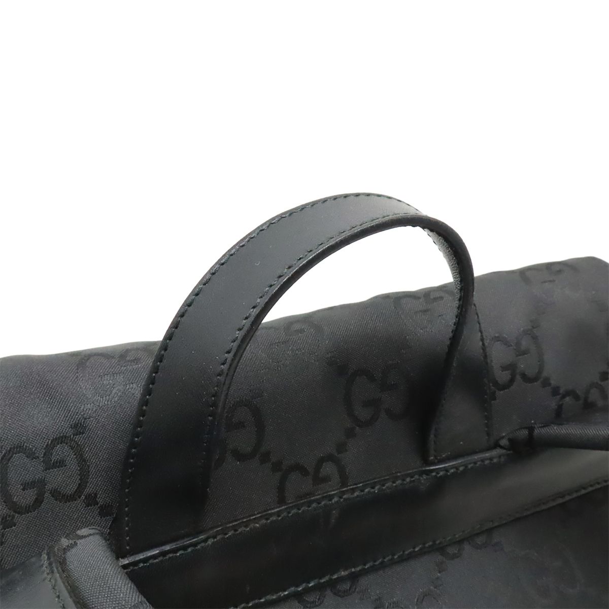 Gucci GG Nylon Backpack Leather Black Silver