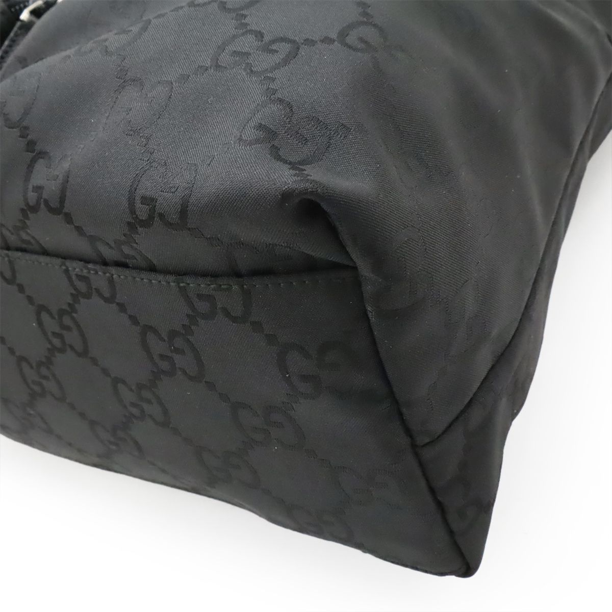Gucci GG Nylon Backpack Leather Black Silver