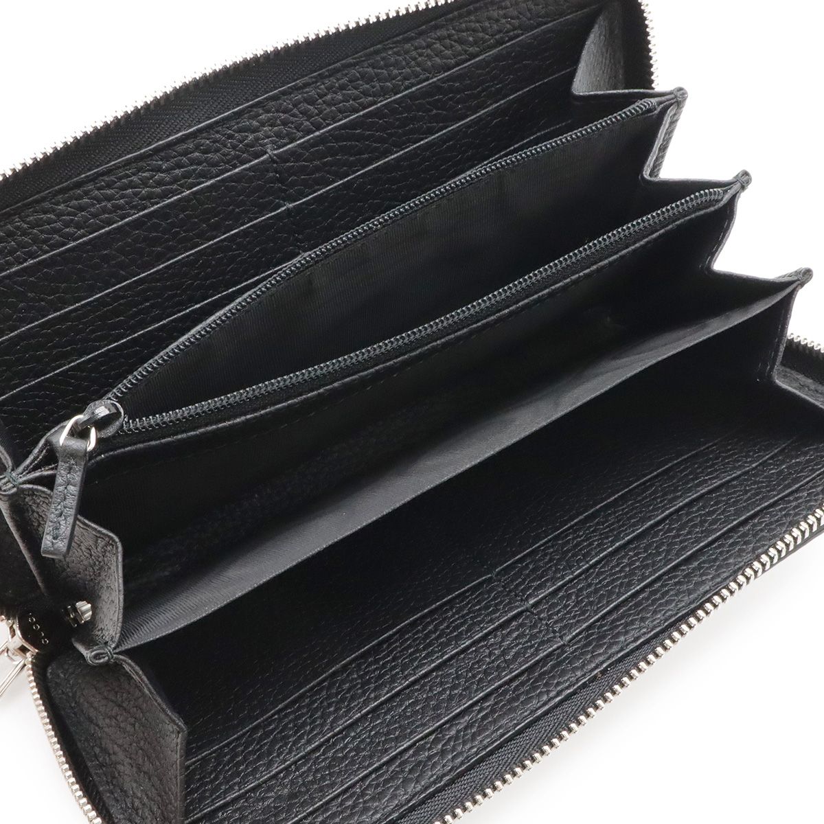 Gucci Jumbo GG Zip Wallet Zip Around Leather Black Silver