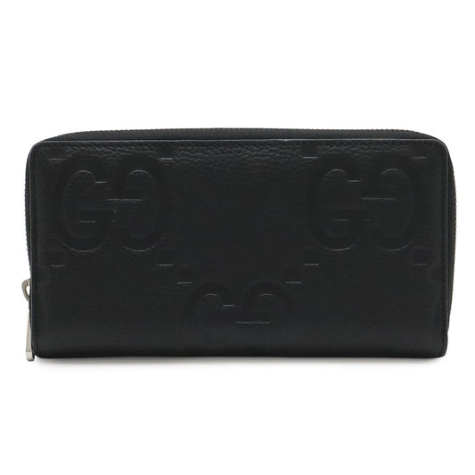 Gucci Jumbo GG Zip Wallet Zip Around Leather Black Silver