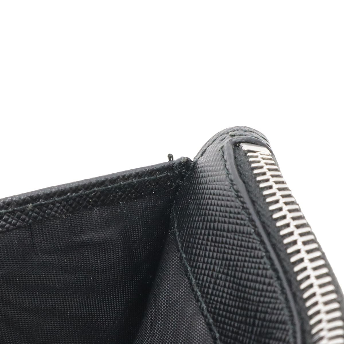 Prada Saffiano Triangle Logo Card Case Business Holder Coin Purse Leather Nero