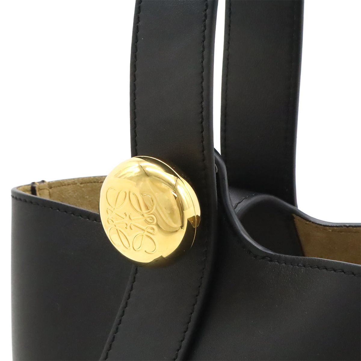 Loewe Pebble Bucket Bag Mini Slim Scarf Leather Black Gold