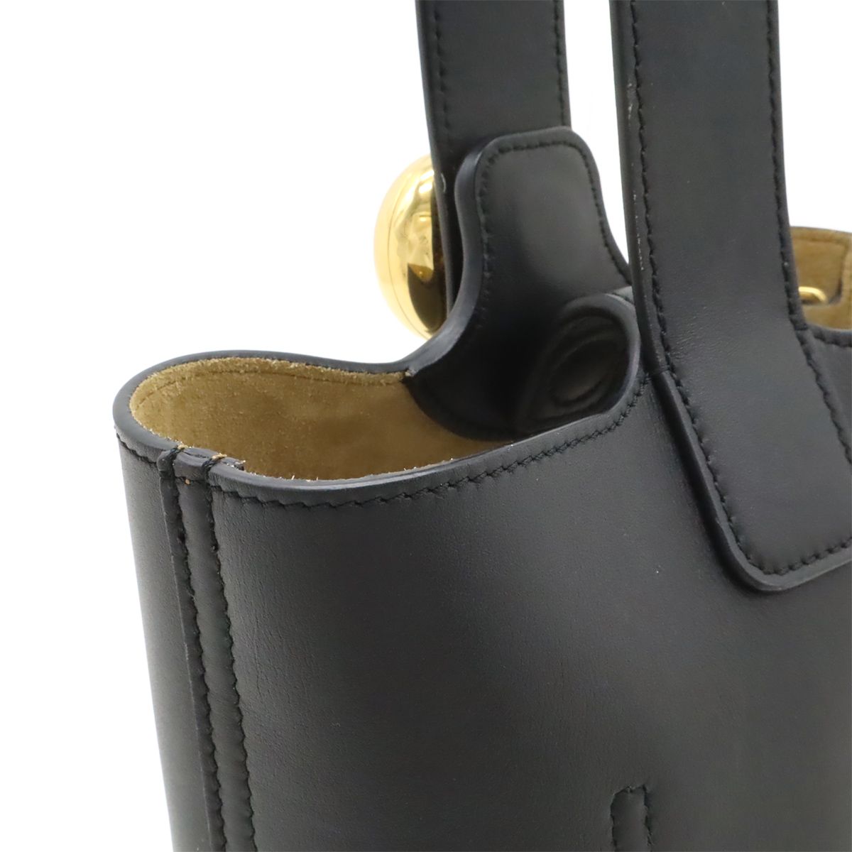 Loewe Pebble Bucket Bag Mini Slim Scarf Leather Black Gold
