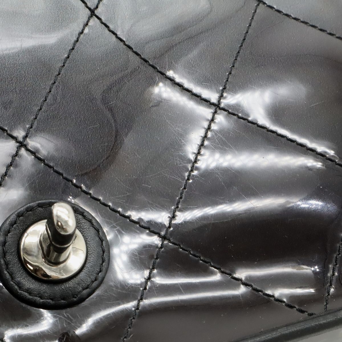 Chanel Quilted CC Logo Chain Shoulder Bag 2-Way Vinyl Gradient Clear Black