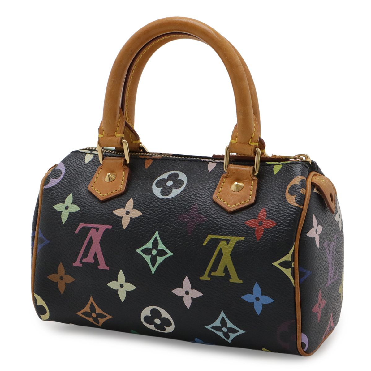 Louis Vuitton Monogram Multicolor Mini Speedy Mini Bag Pouch Case Noir Black