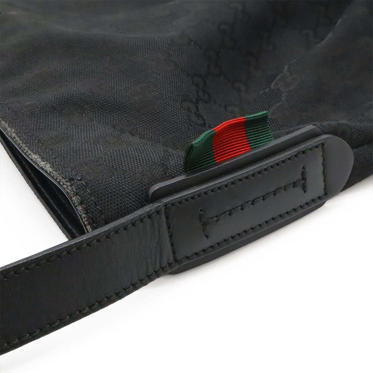 Gucci GG Canvas Sherry Line Shoulder Bag Crossbody Leather Black Green Red