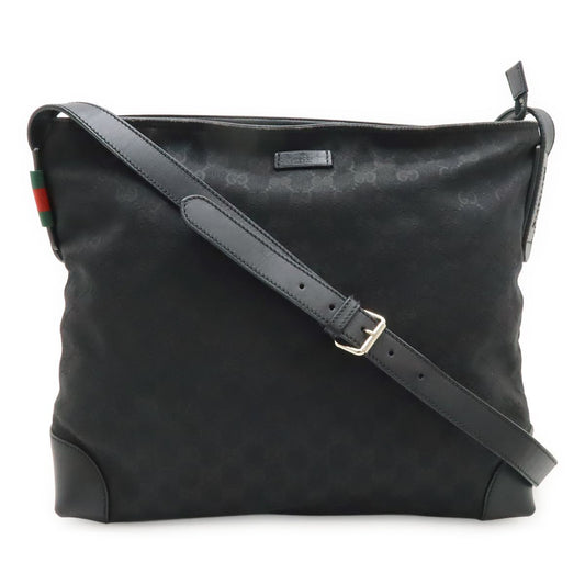 Gucci GG Canvas Sherry Line Shoulder Bag Crossbody Leather Black Green Red