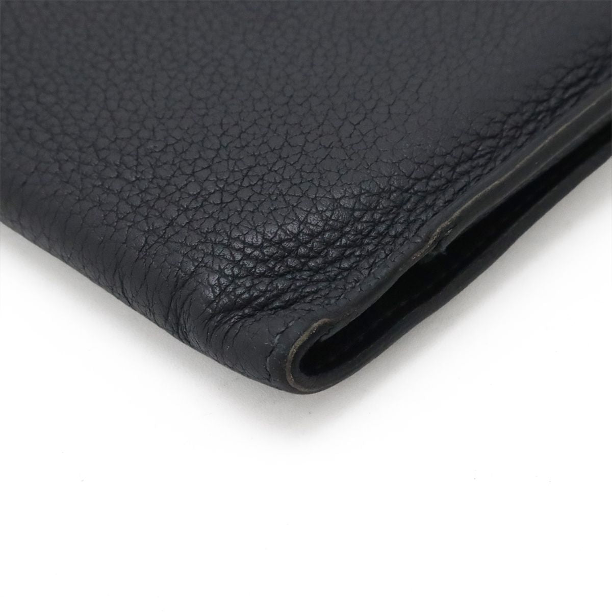 Hermes Dogon Compact Coin Purse Card Case Taurillon Clemence Black Navy Silver