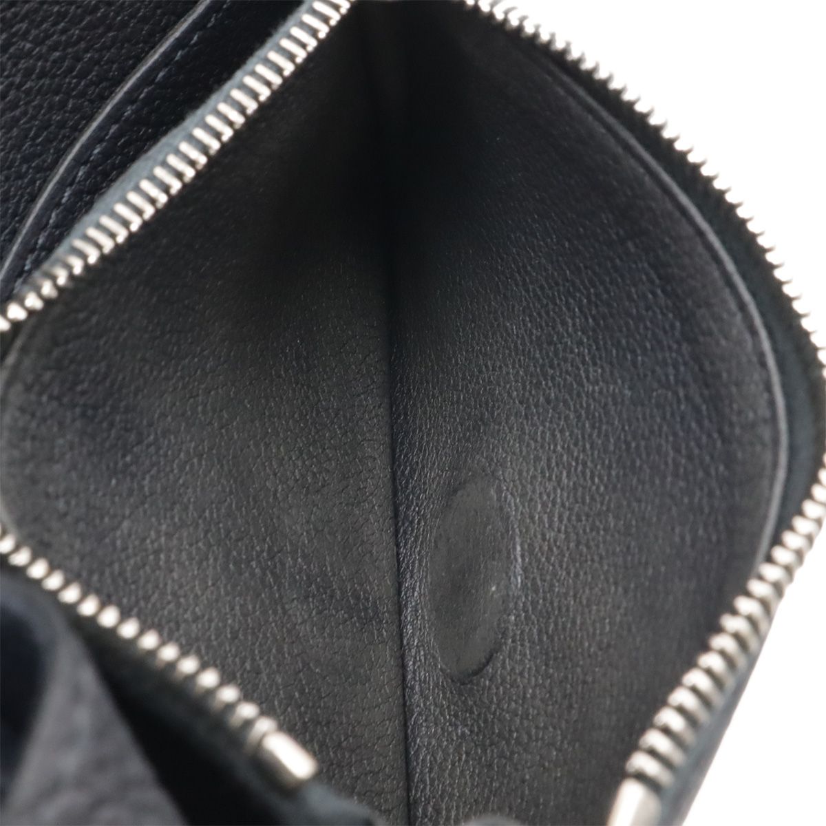 Hermes Dogon Compact Coin Purse Card Case Taurillon Clemence Black Navy Silver