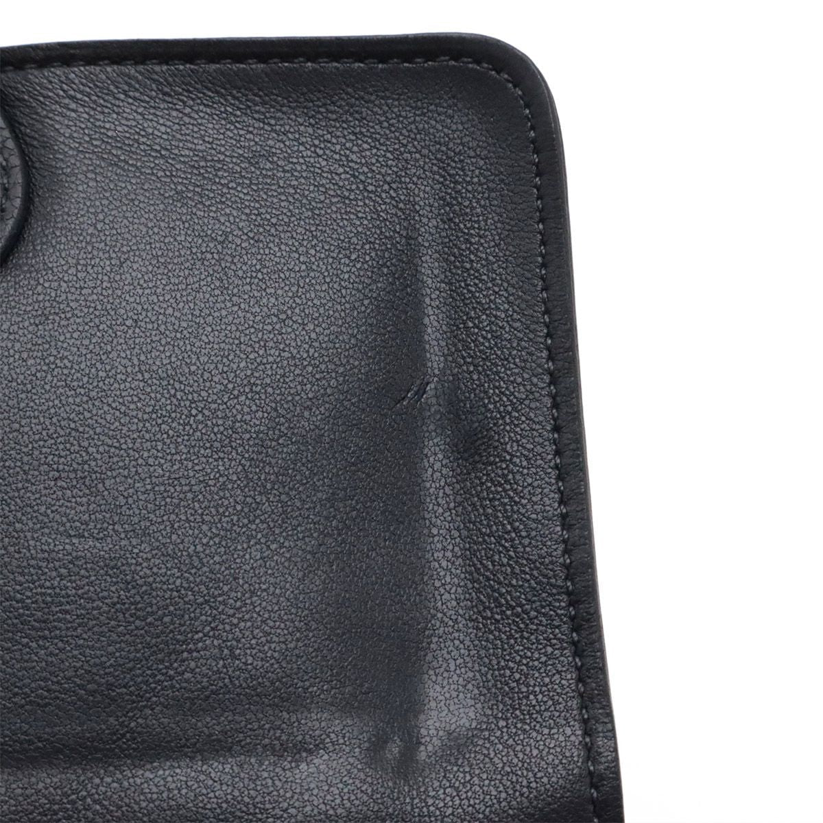 Hermes Dogon Compact Coin Purse Card Case Taurillon Clemence Black Navy Silver