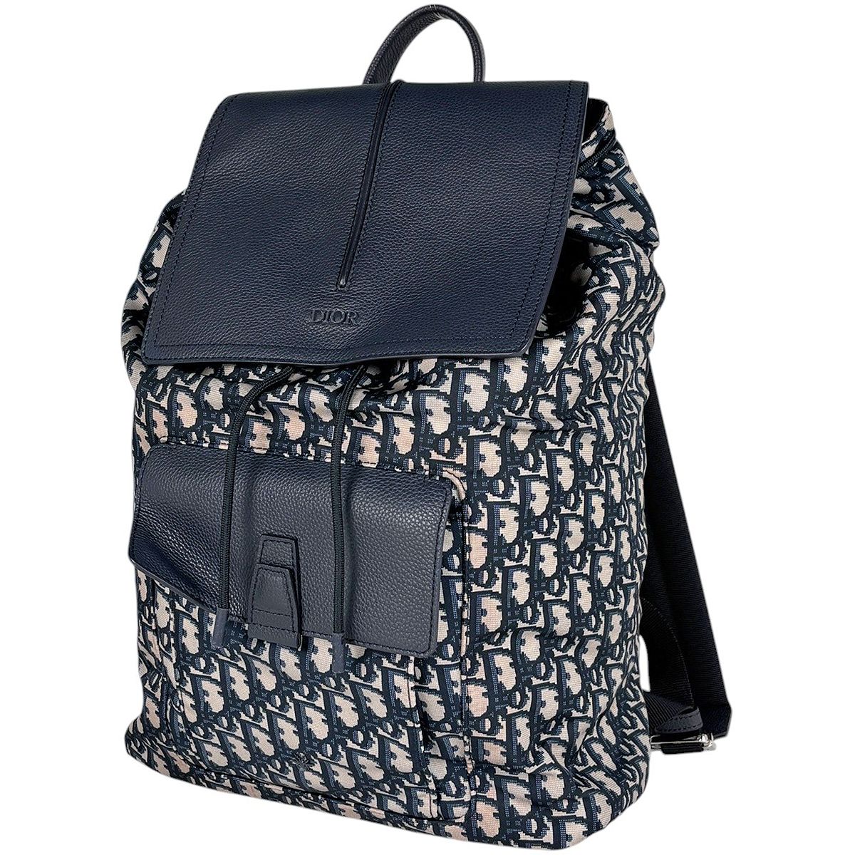 Dior Oblique Backpack Trotter Pattern Nylon Navy