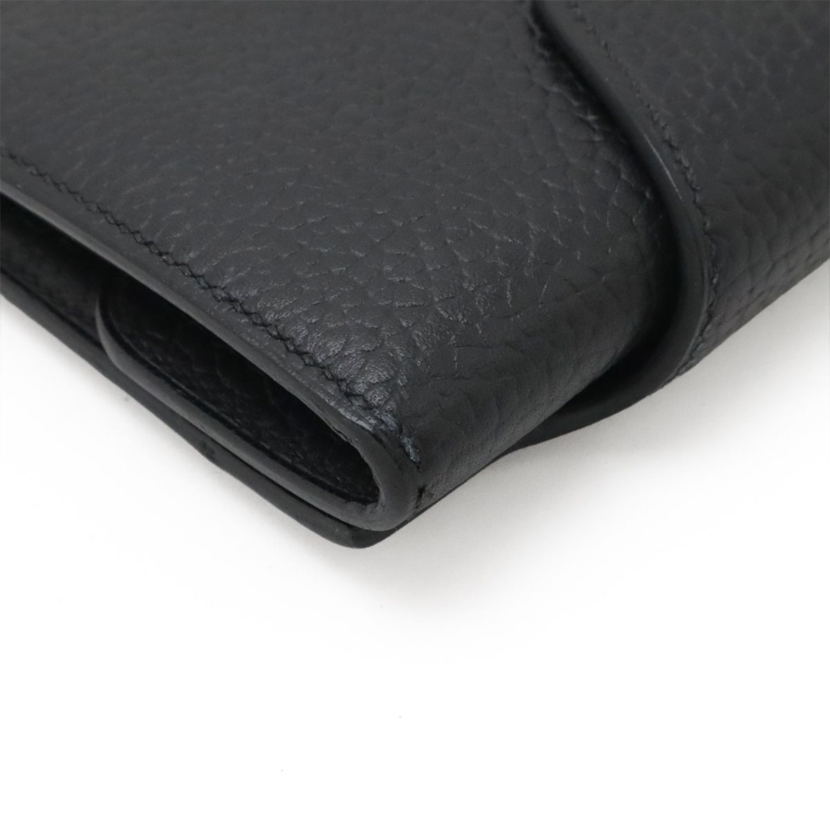 Hermes Illiade Compact Wallet Bifold Veau Gallop D'hermes Leather Black Silver