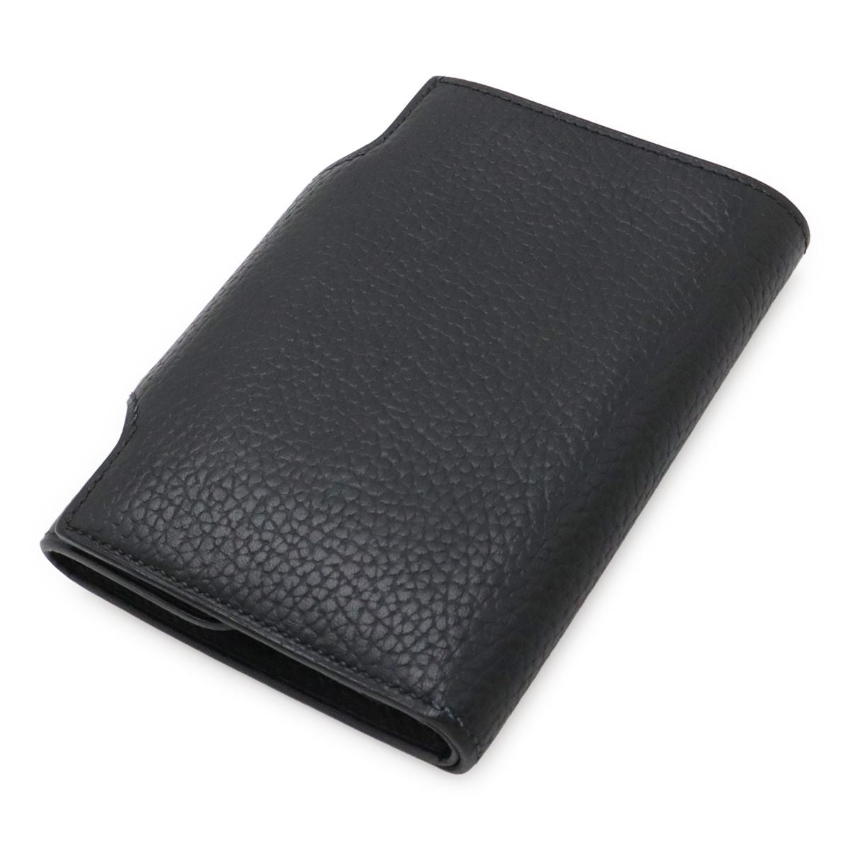 Hermes Illiade Compact Wallet Bifold Veau Gallop D'hermes Leather Black Silver