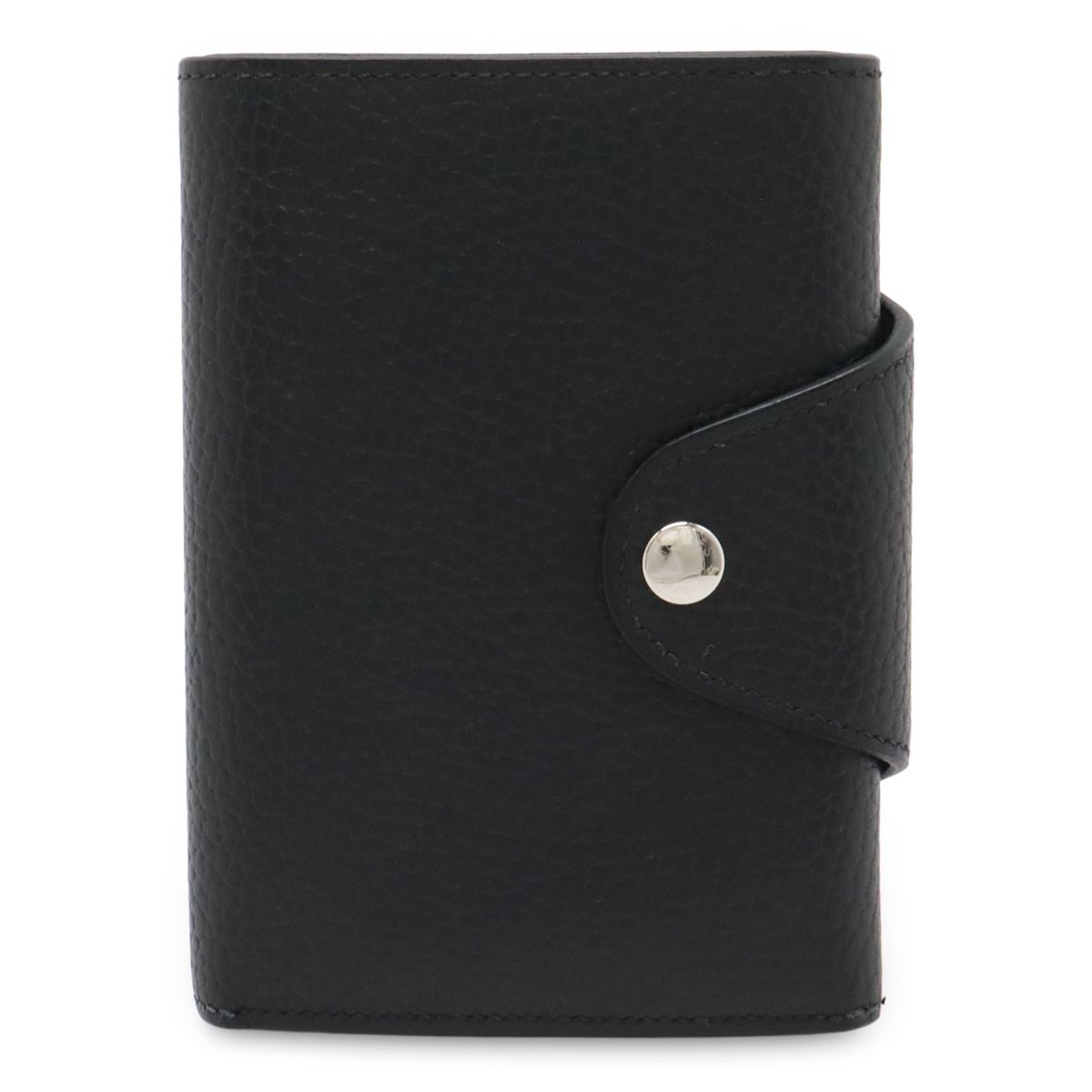 Hermes Illiade Compact Wallet Bifold Veau Gallop D'hermes Leather Black Silver