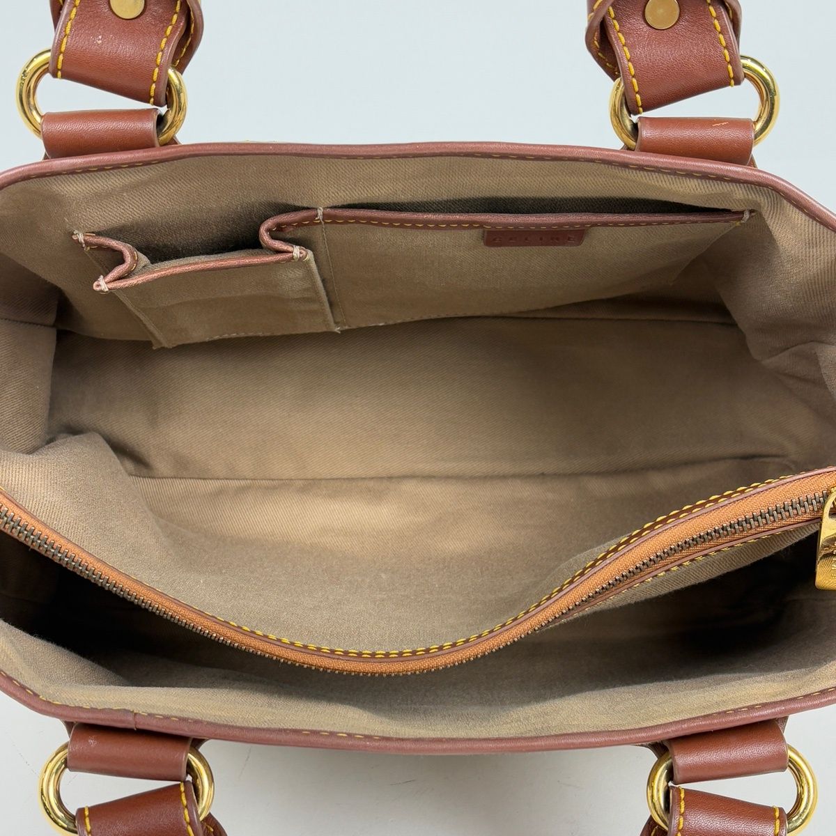Celine Boogie Bag Macadam Pattern Handbag Canvas Beige Brown