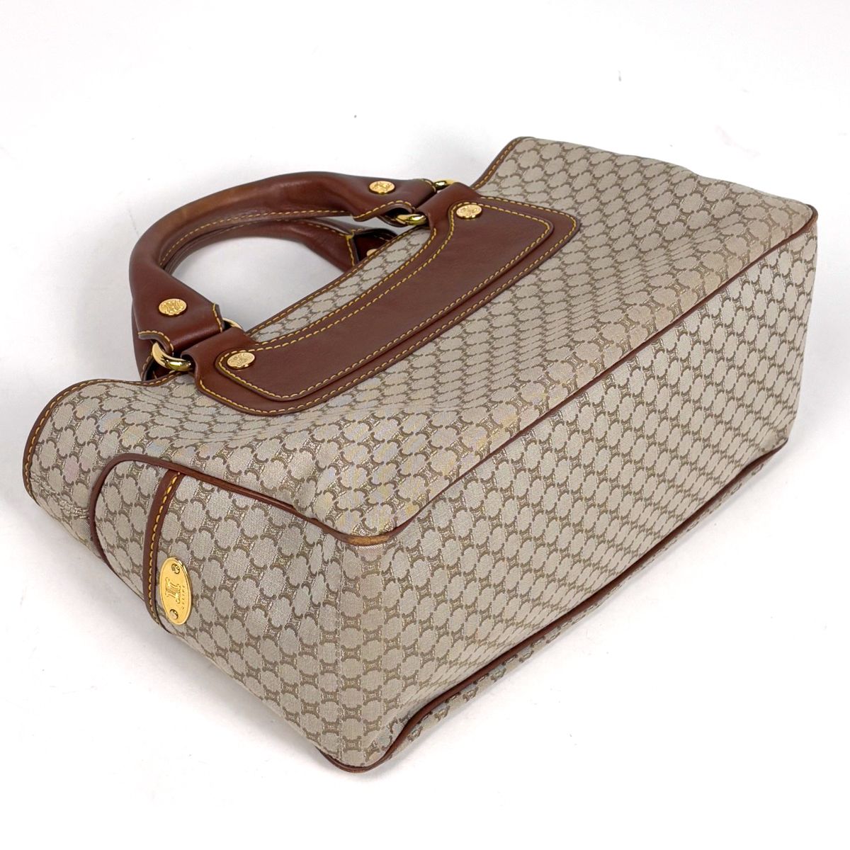 Celine Boogie Bag Macadam Pattern Handbag Canvas Beige Brown