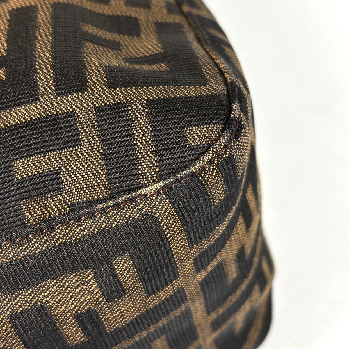 Fendi Zucca Pattern Shoulder Bag Mamma Bucket Canvas Brown