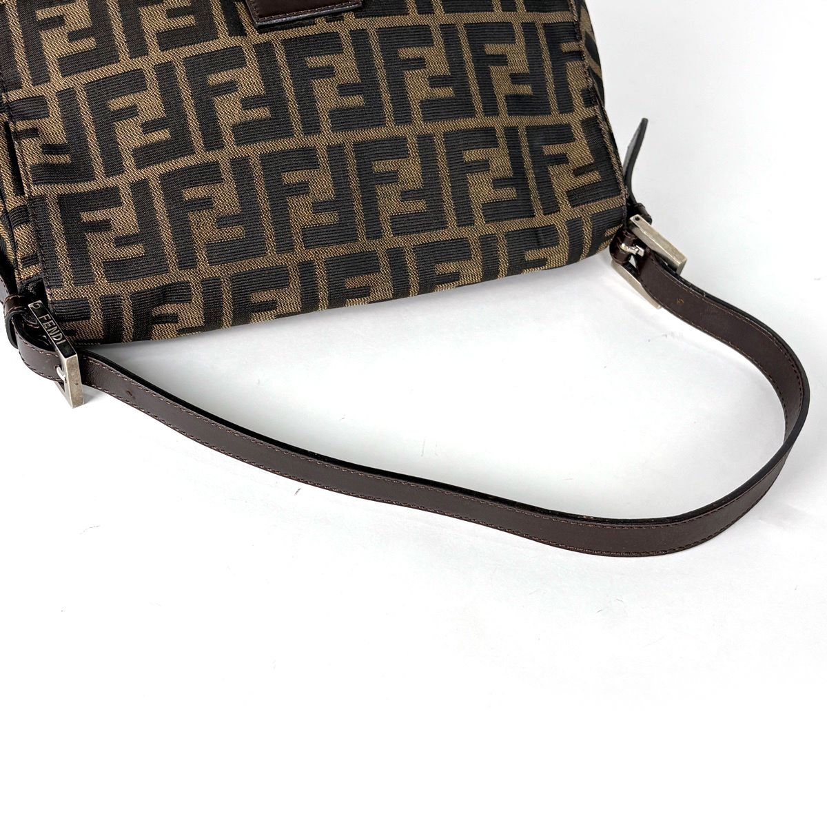Fendi Zucca Pattern Shoulder Bag Mamma Bucket Canvas Brown