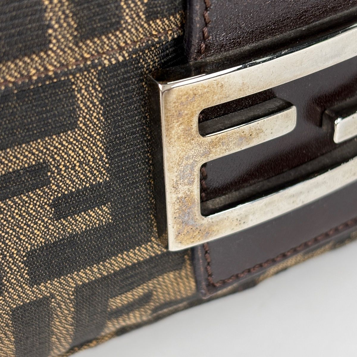 Fendi Zucca Pattern Shoulder Bag Mamma Bucket Canvas Brown