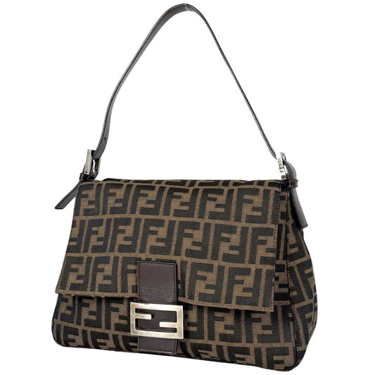 Fendi Zucca Pattern Shoulder Bag Mamma Bucket Canvas Brown