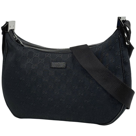 Gucci GG Pattern Shoulder Bag Canvas Black