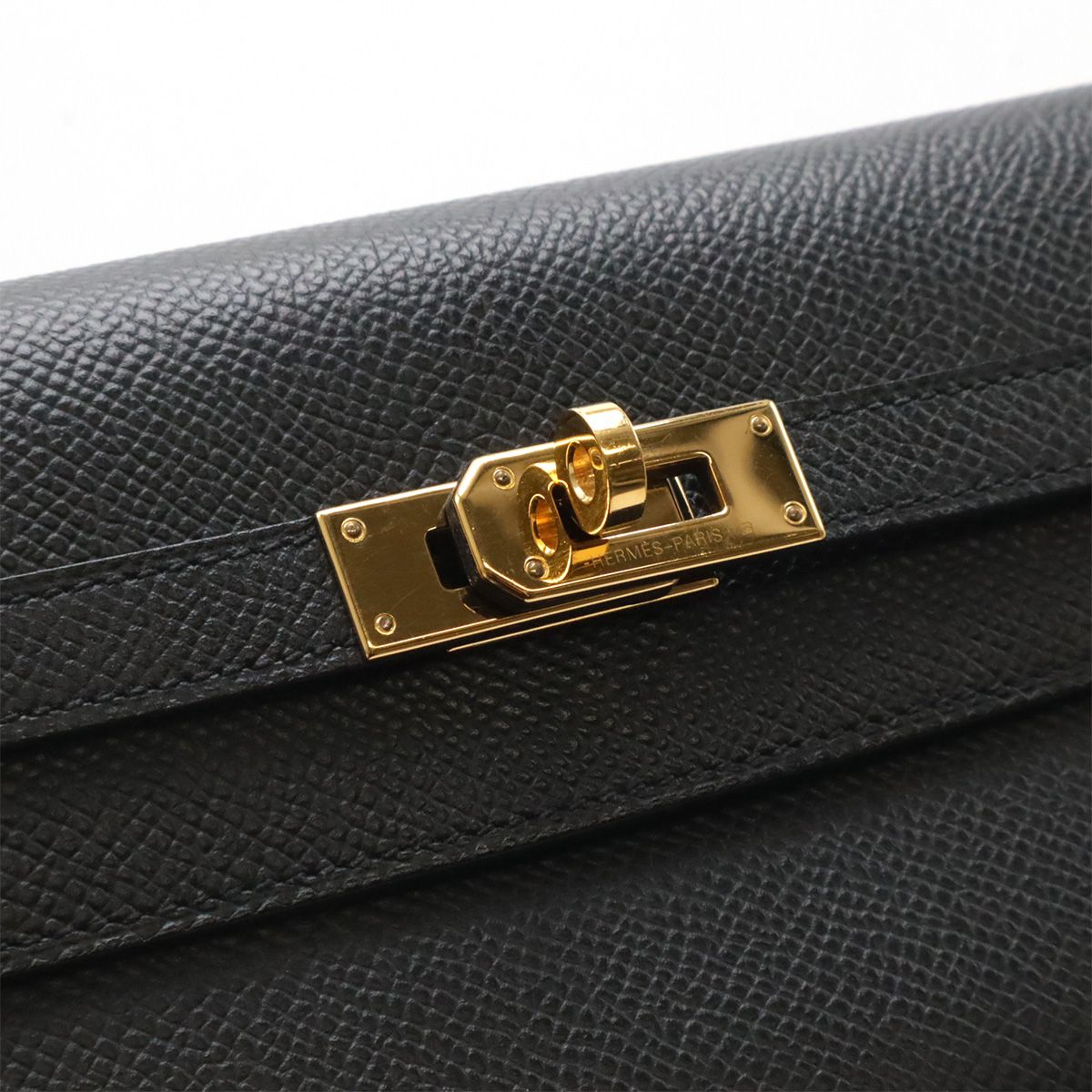 Hermes Kelly Wallet Long Bifold Veau Epsom Black Gold