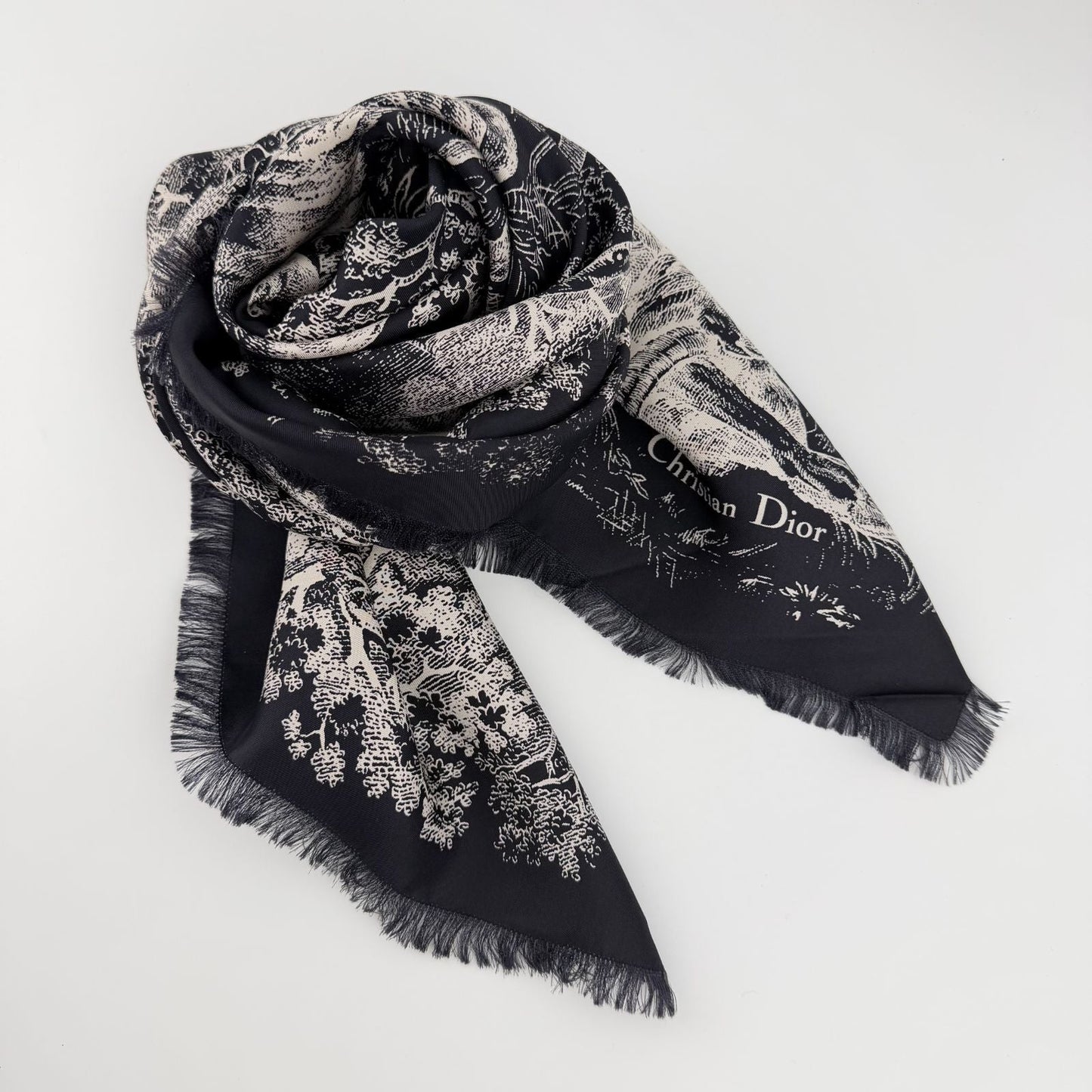 Dior le Scarf Navy Silk Vintage
