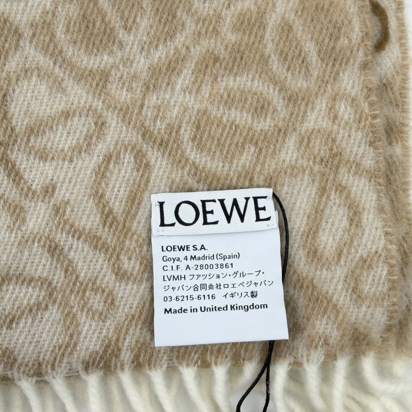 Loewe Anagram Beige le Cashmere Vintage Scarf