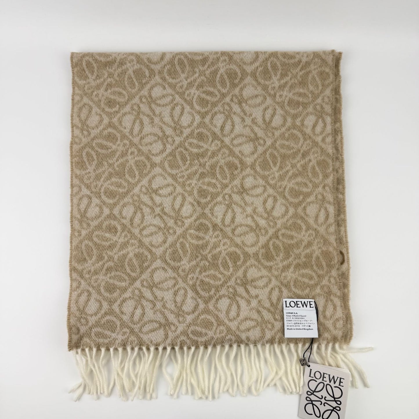 Loewe Anagram Beige le Cashmere Vintage Scarf