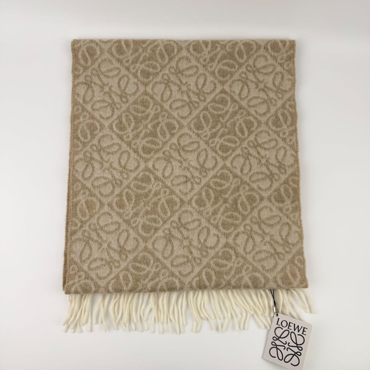 Loewe Anagram Beige le Cashmere Vintage Scarf