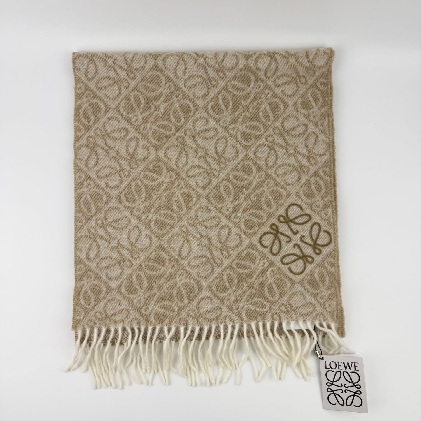 Loewe Anagram Beige le Cashmere Vintage Scarf