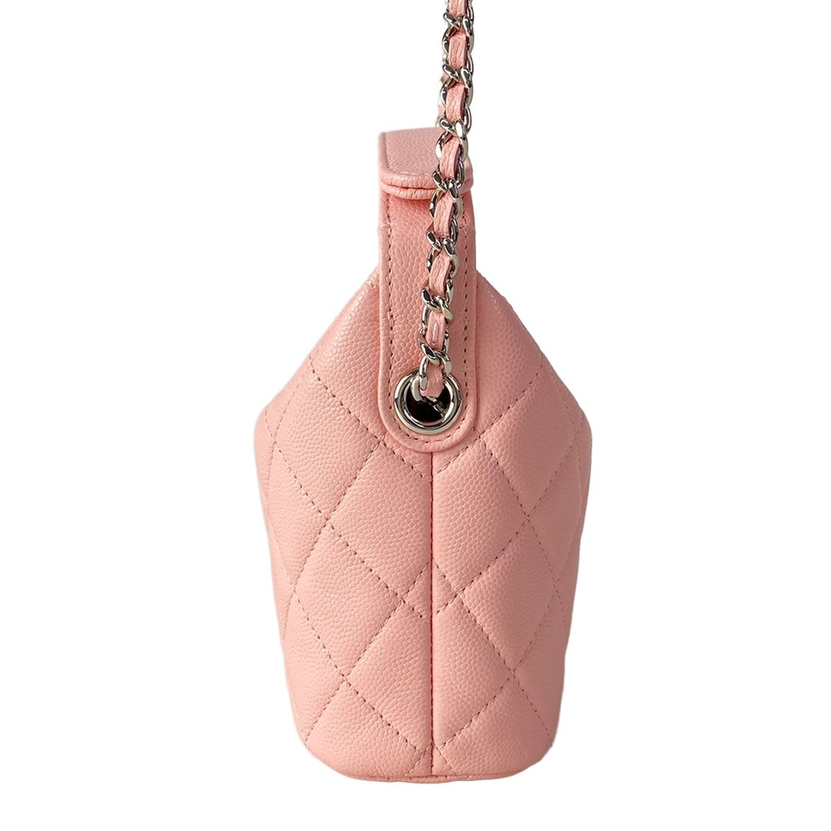 Chanel Quilted Hobo Pink Silver 2-Way Mini Bag