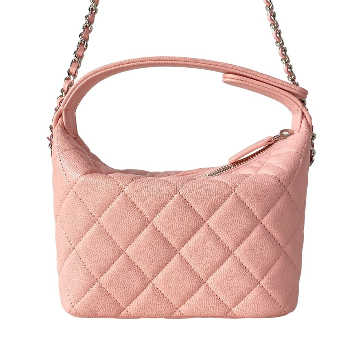 Chanel Quilted Hobo Pink Silver 2-Way Mini Bag