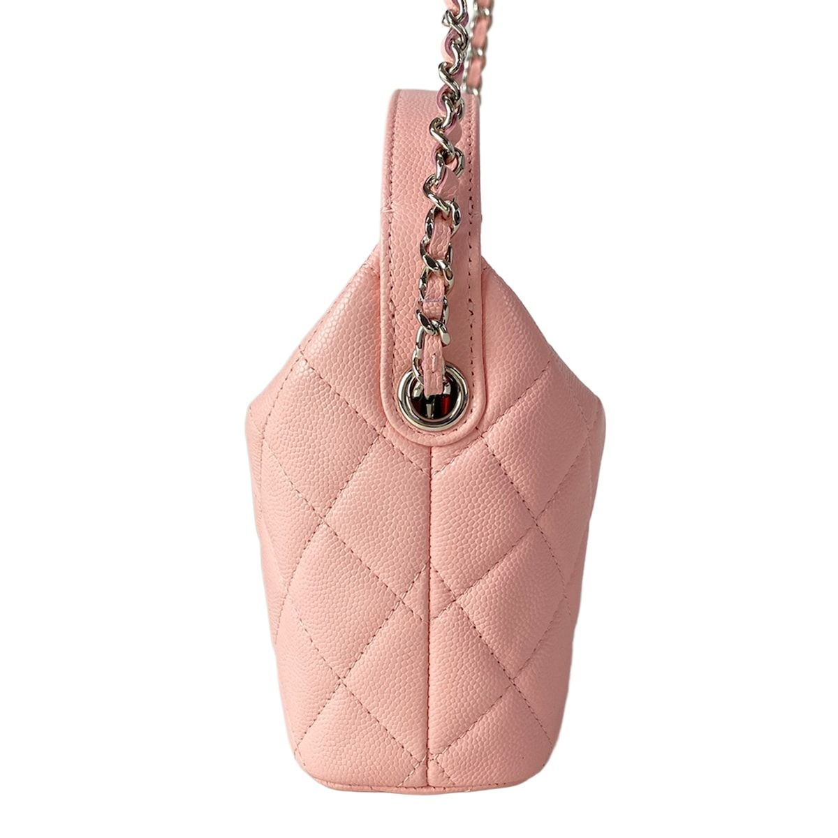 Chanel Quilted Hobo Pink Silver 2-Way Mini Bag
