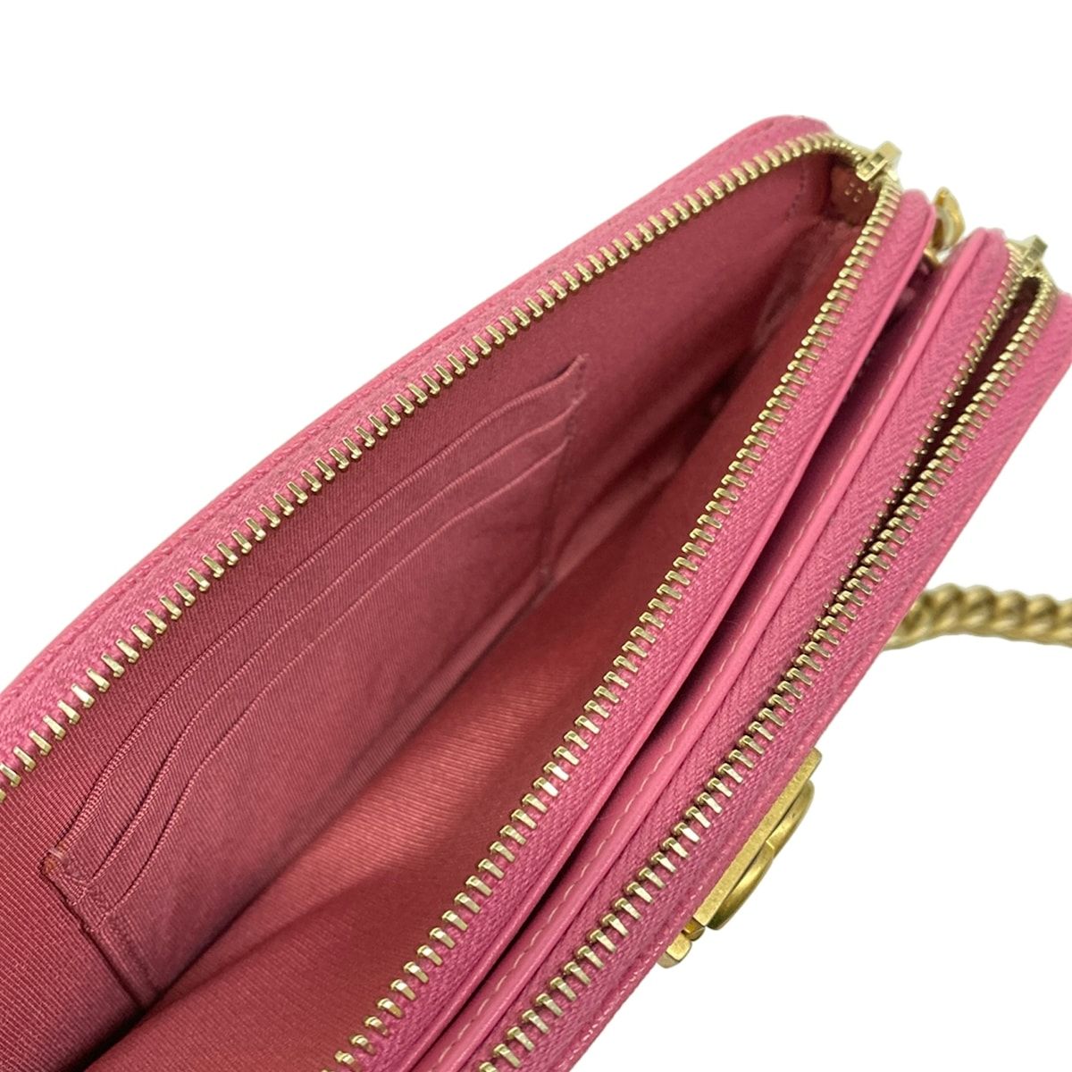 Chanel Wallet Quilted Pink Chain Vintage Gold