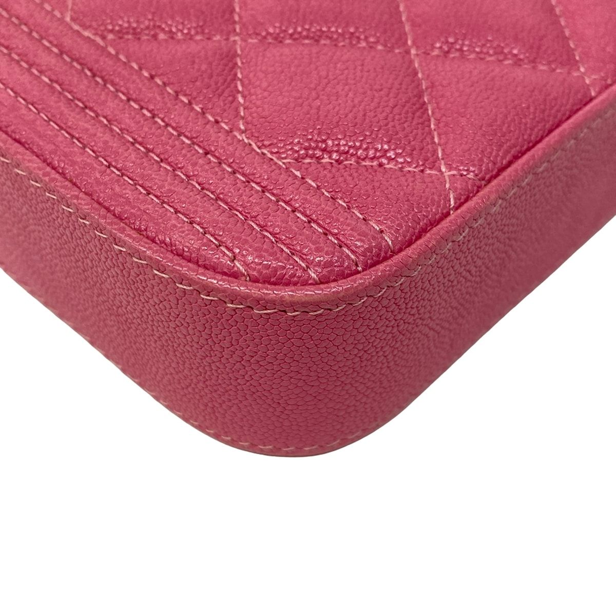 Chanel Wallet Quilted Pink Chain Vintage Gold