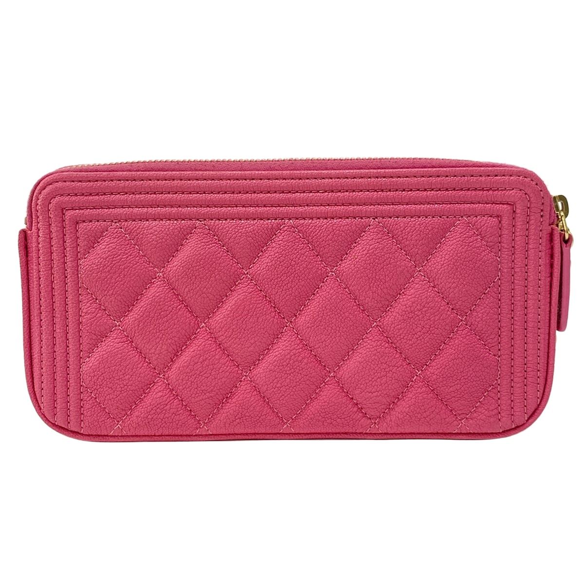 Chanel Wallet Quilted Pink Chain Vintage Gold