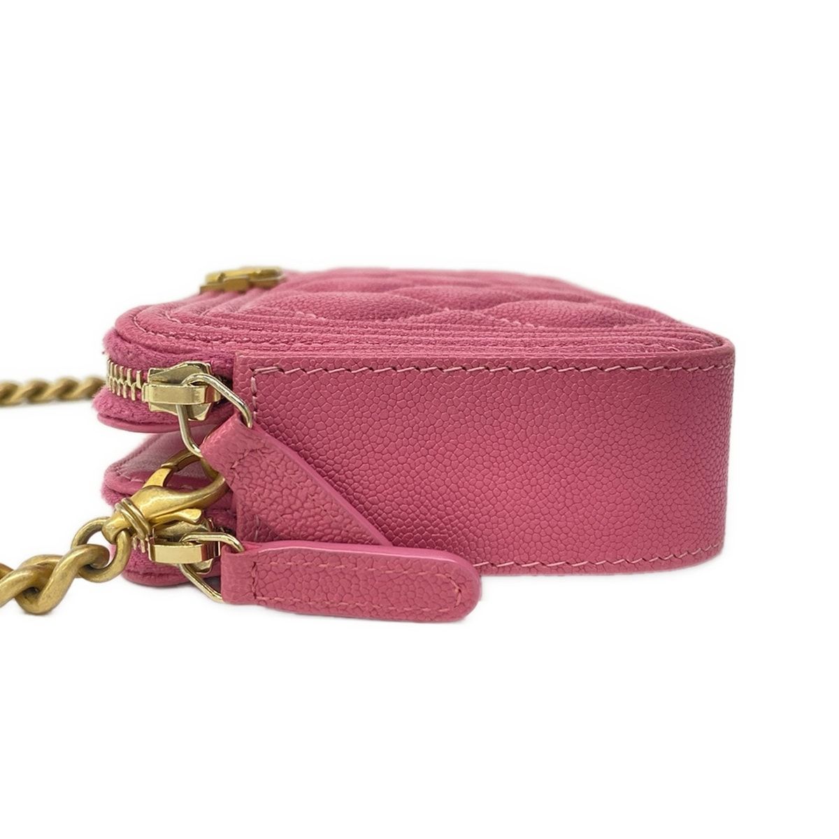 Chanel Wallet Quilted Pink Chain Vintage Gold
