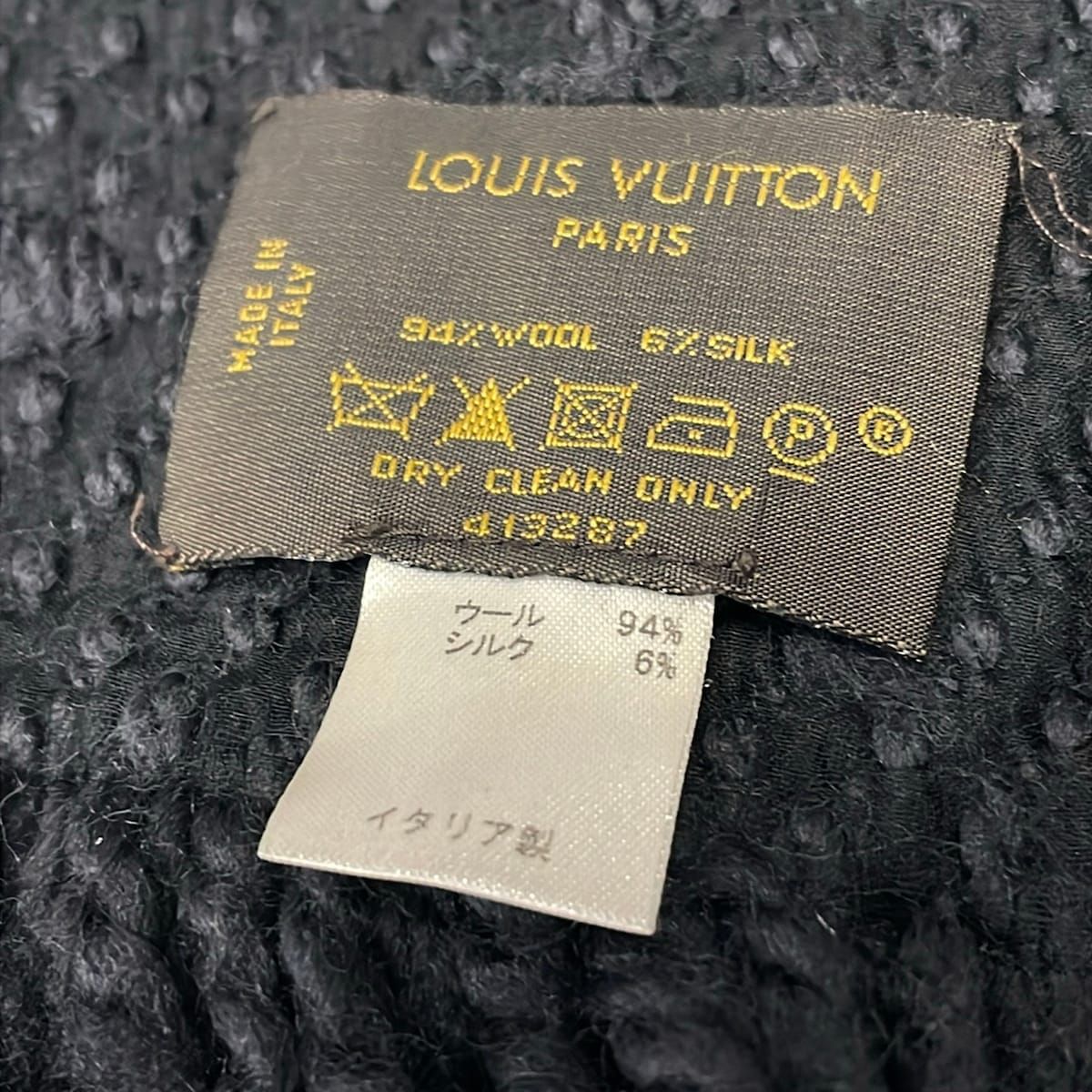 Louis Vuitton Scarf Echarpe Logo Mania Anthracite Wool Silk