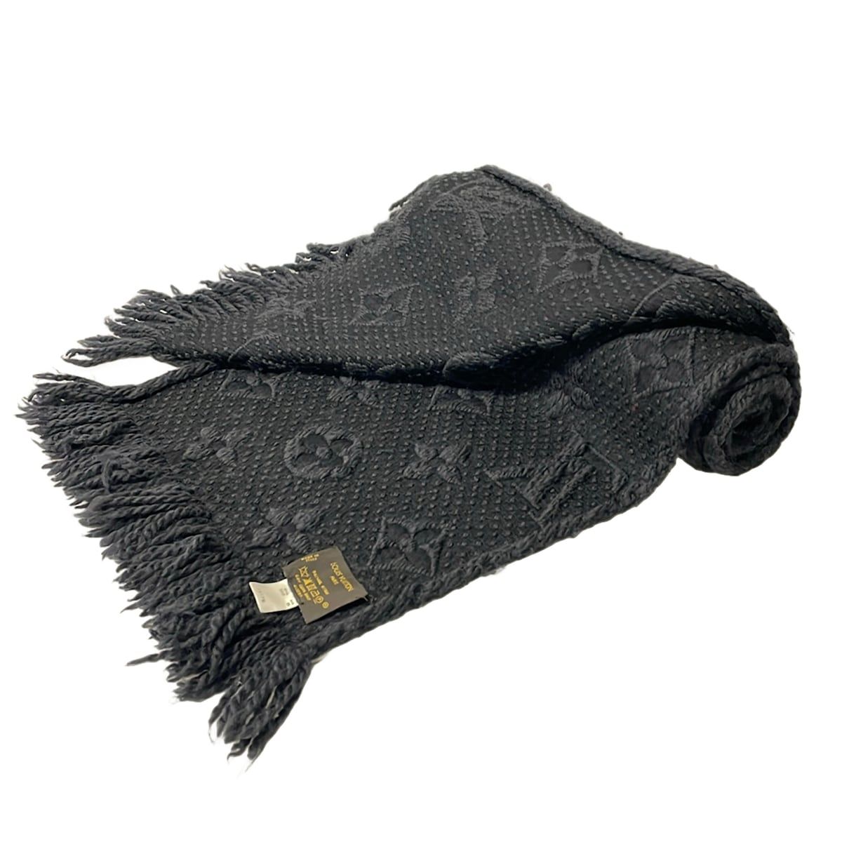 Louis Vuitton Scarf Echarpe Logo Mania Anthracite Wool Silk