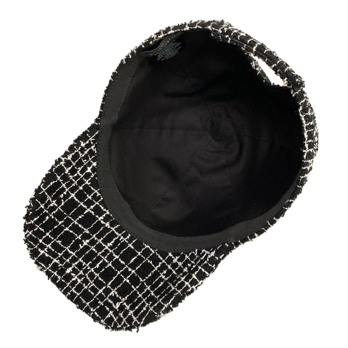 Chanel Cap Black White Tweed Cotton Hat