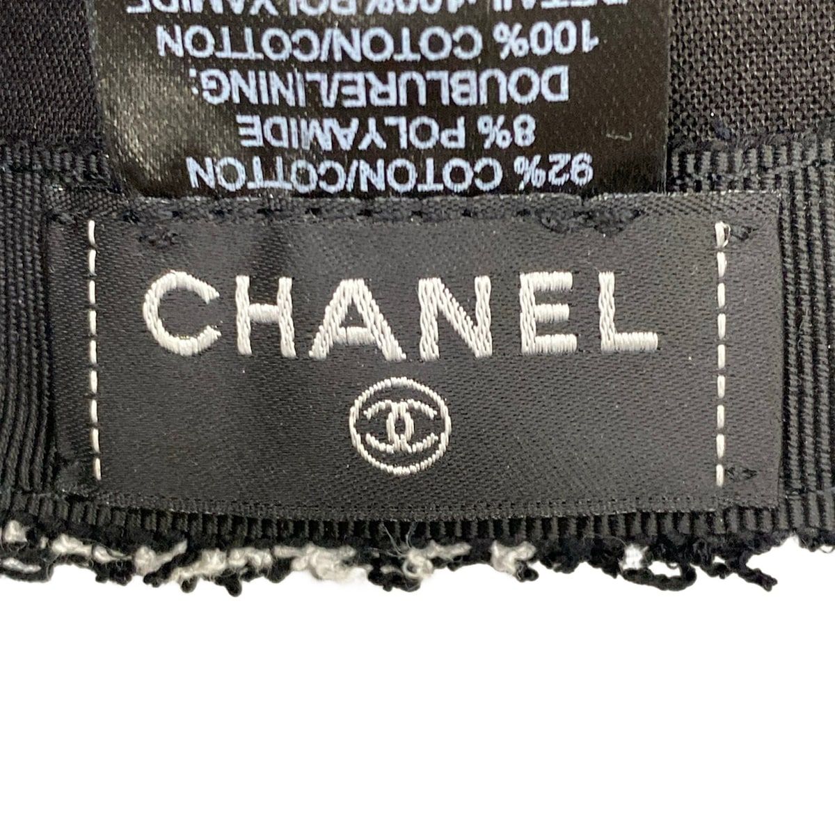 Chanel Cap Black White Tweed Cotton Hat