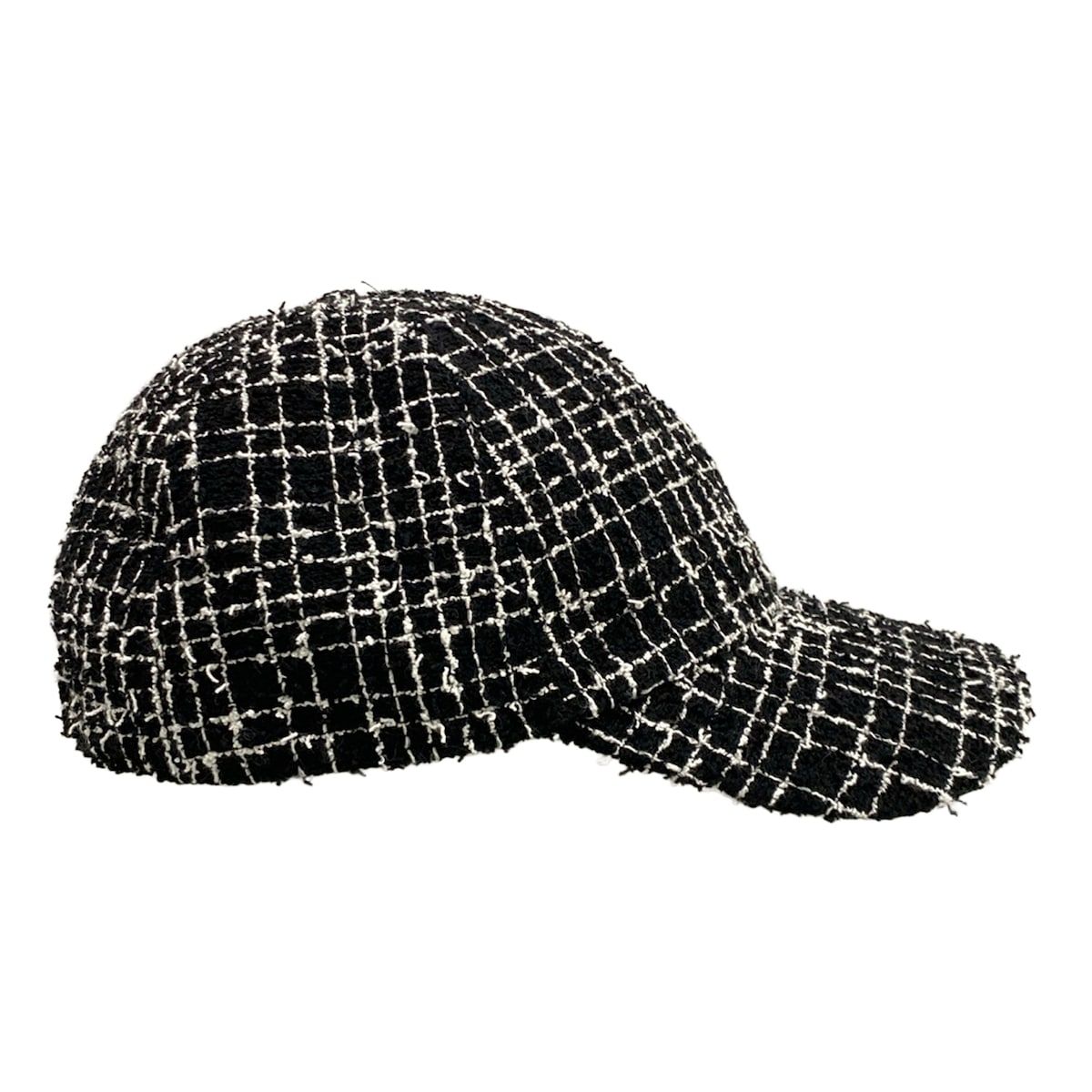 Chanel Cap Black White Tweed Cotton Hat